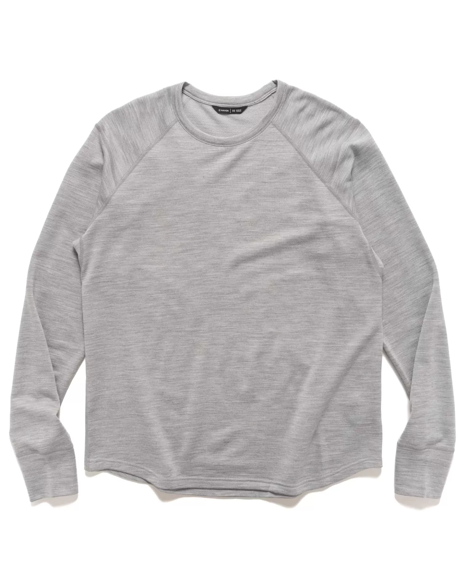 HAVEN Base Crewneck-Merino Wool Terry Heather Grey New