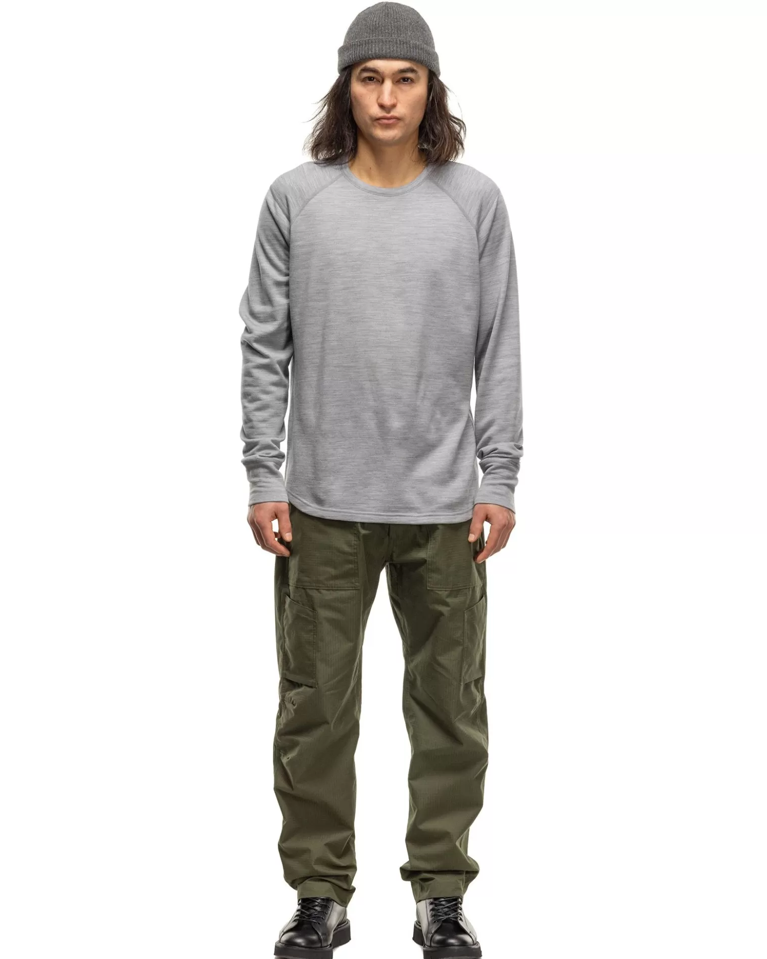 HAVEN Base Crewneck-Merino Wool Terry Heather Grey New