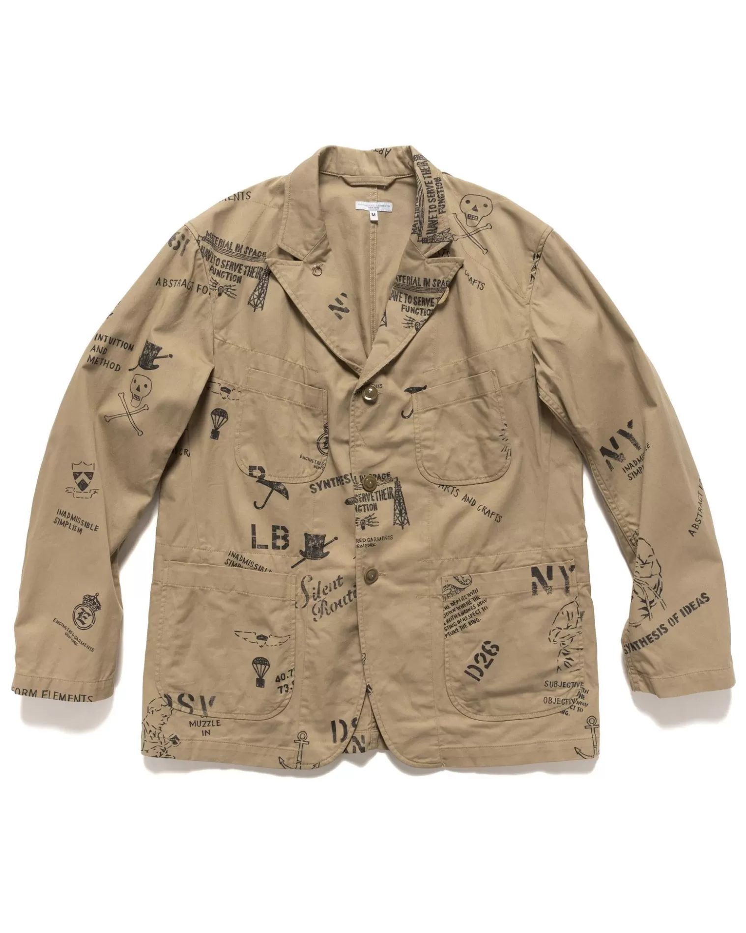 Engineered Garments Bedford Jacket Graffiti Print Flat Twill Khaki Cheap