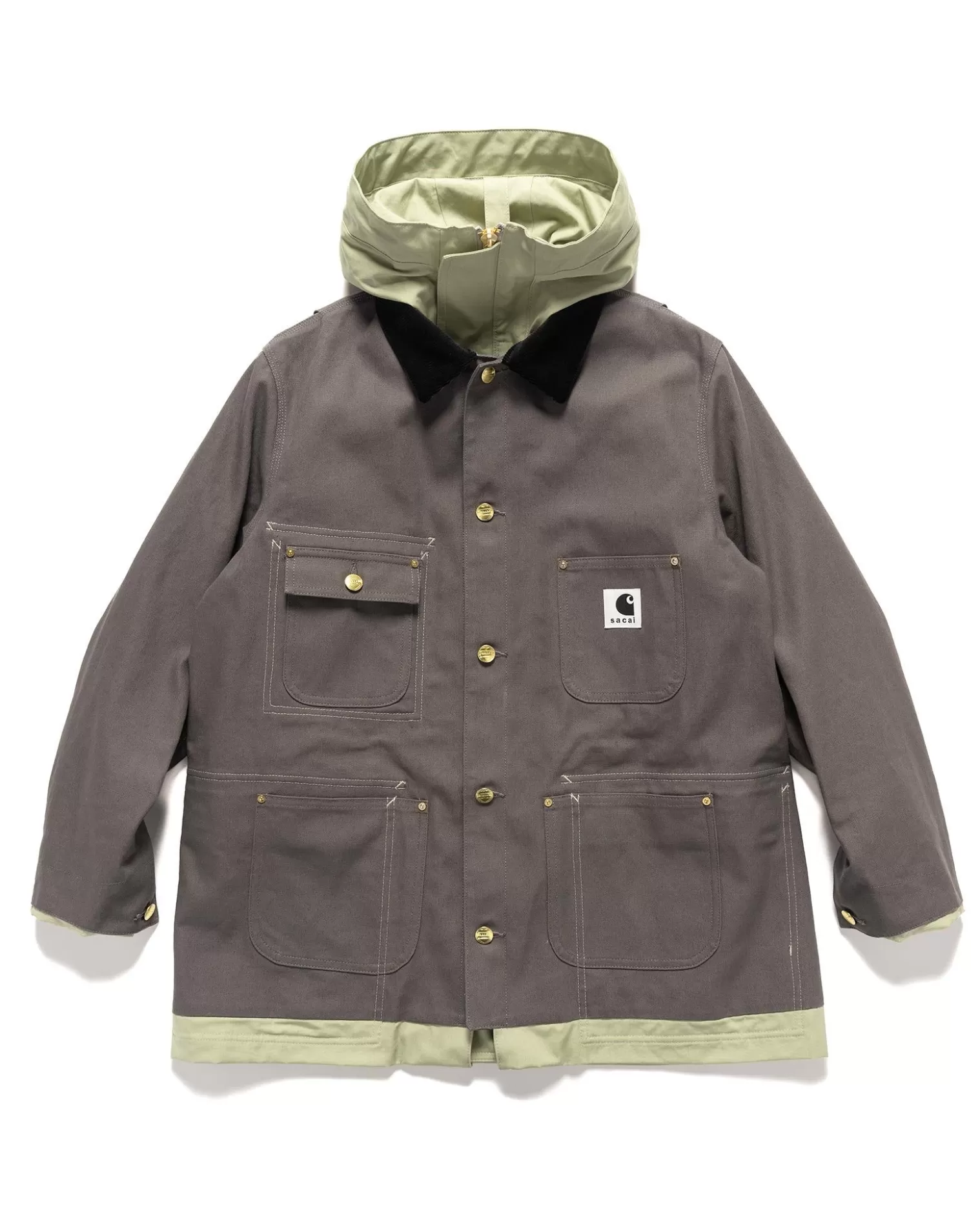 sacai Carhartt Wip Reversible Duck Coat Grey/Green Cheap