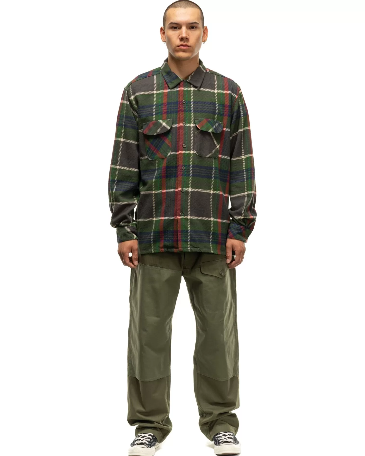 Engineered Garments Classic Shirt Cotton Heavy Twill Plaid Olive Store