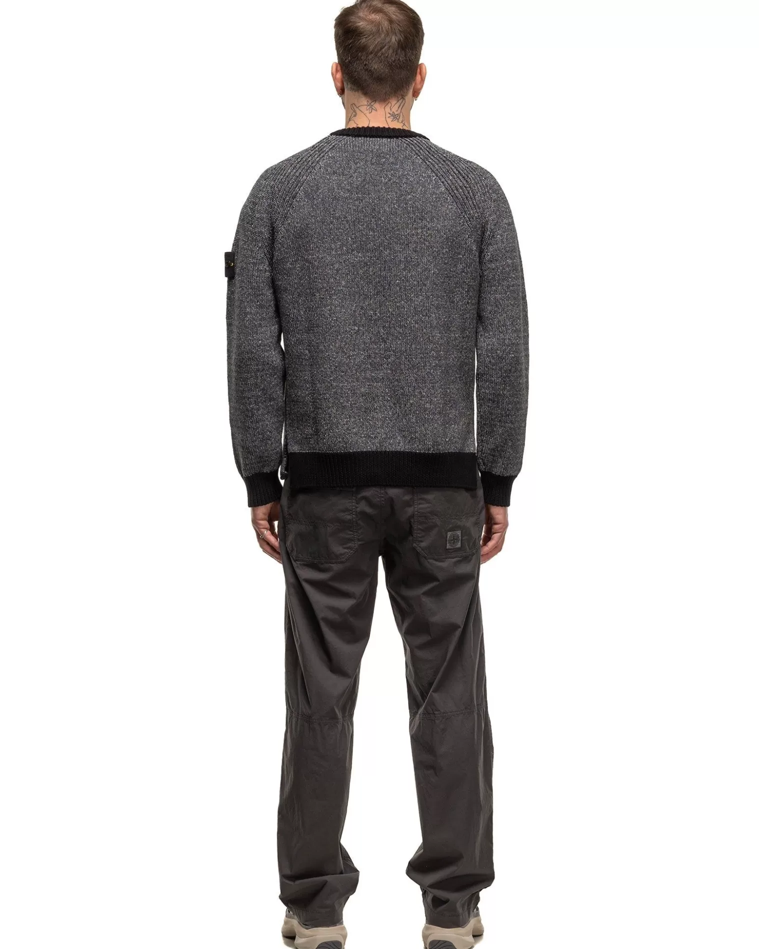 Stone Island Color Sprayed Tape Crewneck Knit Black Sale