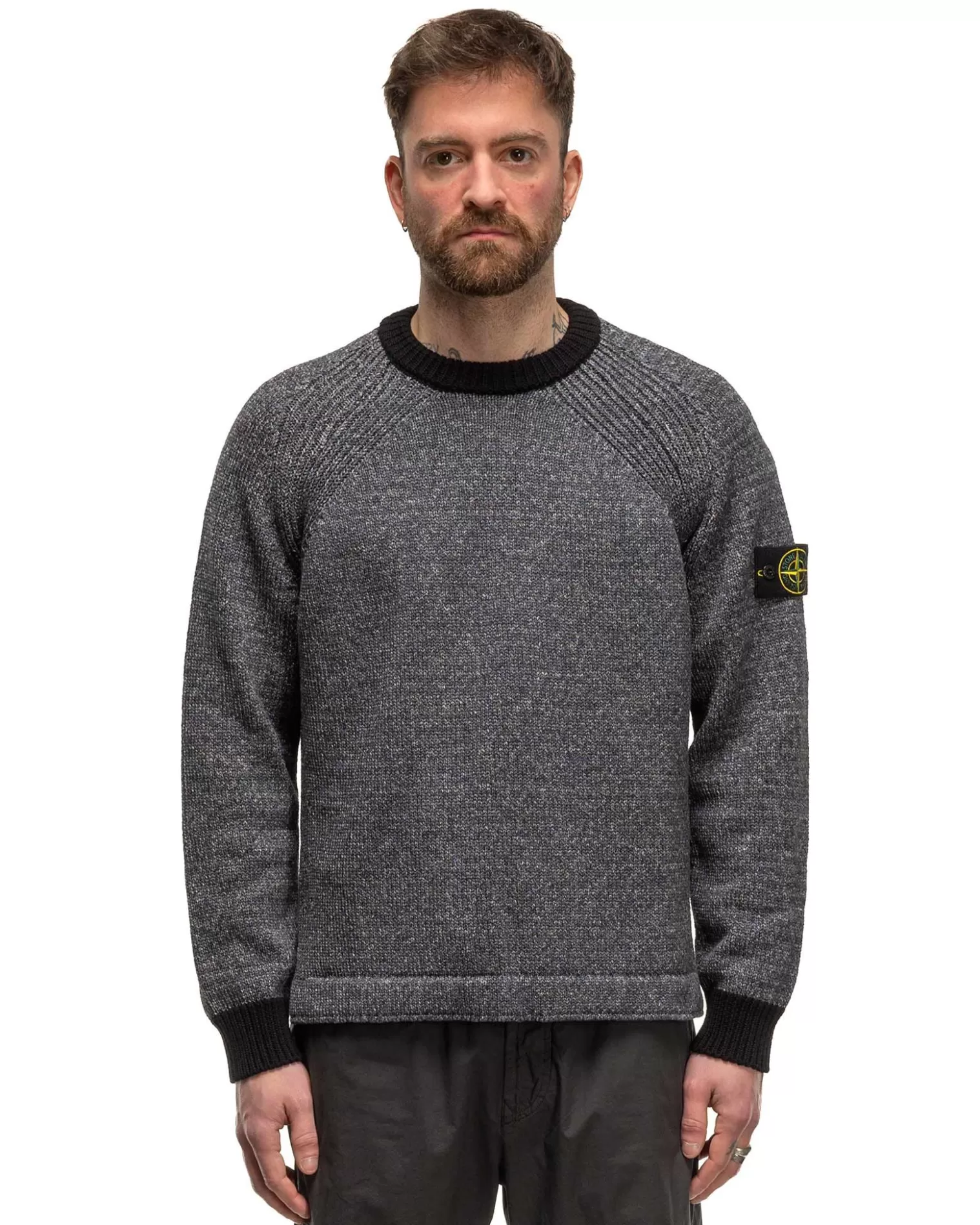 Stone Island Color Sprayed Tape Crewneck Knit Black Sale