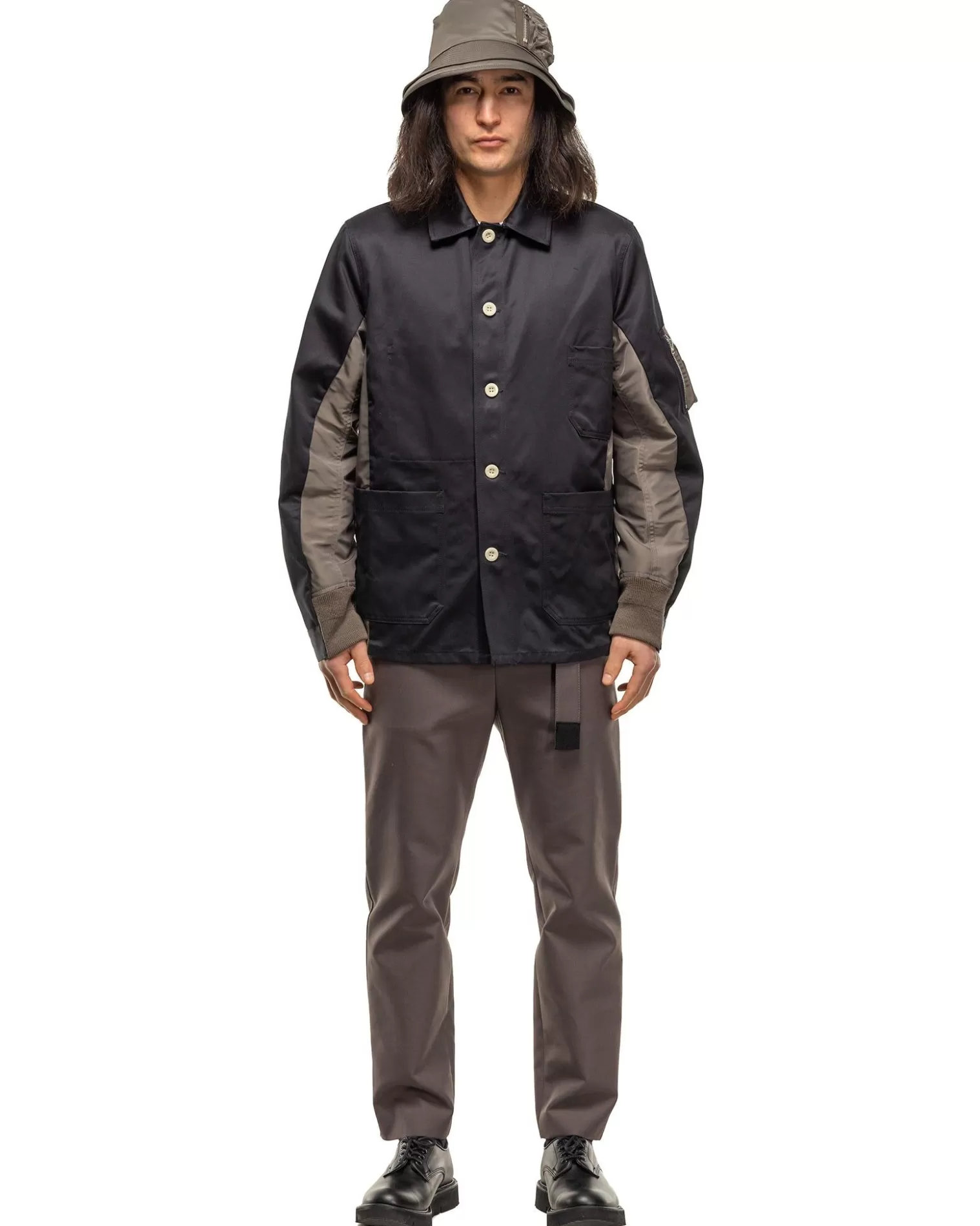 sacai Cotton Chino X Nylon Twill Blouson Navy X Taupe Online