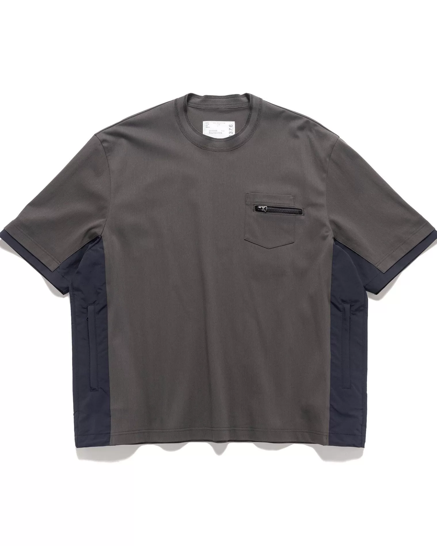 sacai Cotton Jersey T-Shirt C/Grey X Navy Shop