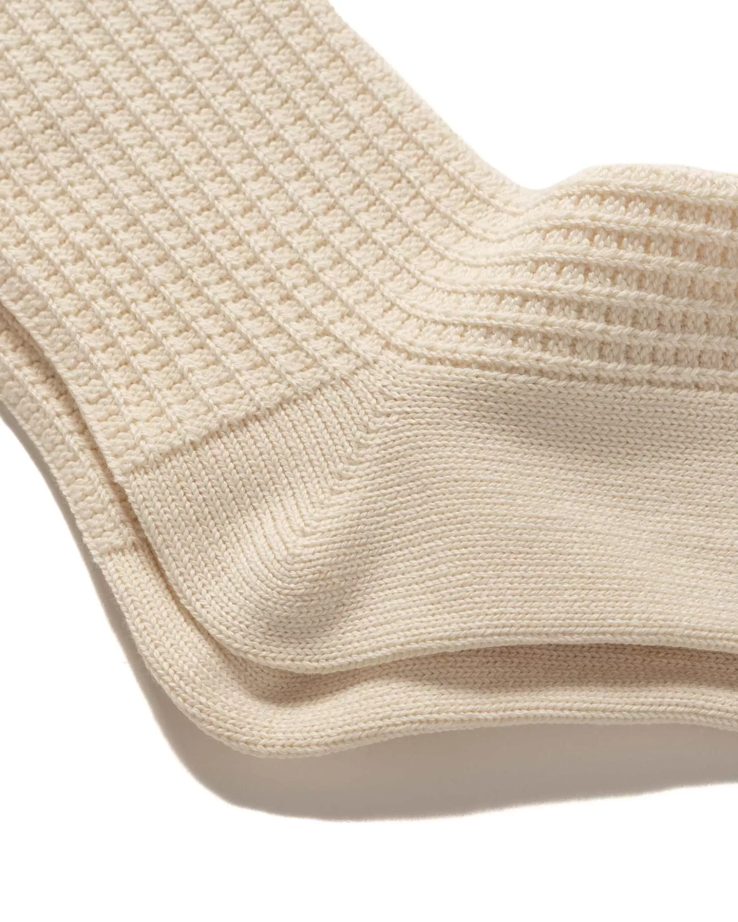 ROTOTO Cotton Waffle Crew Socks Raw White Store