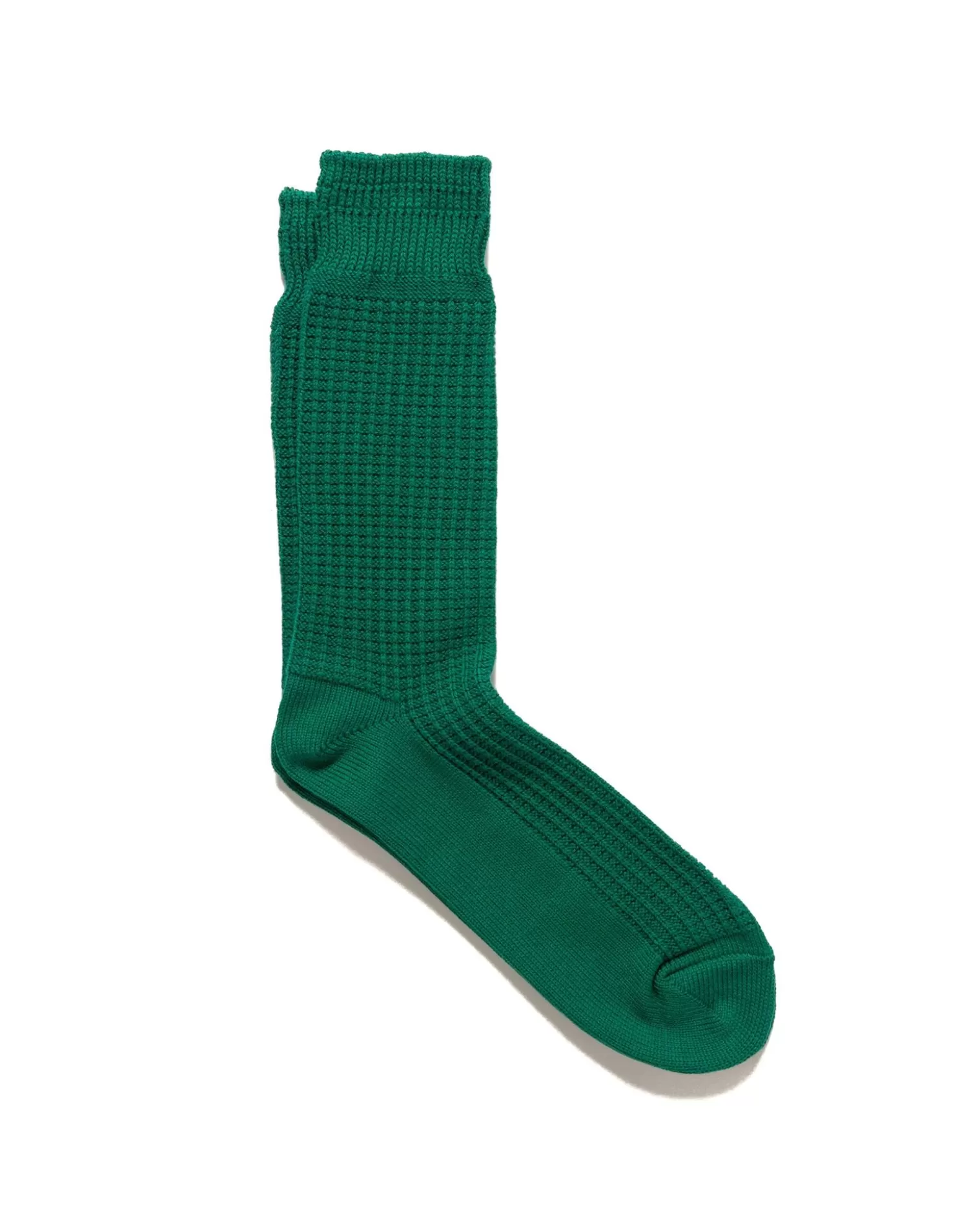 ROTOTO Cotton Waffle Crew Socks Sea Green New