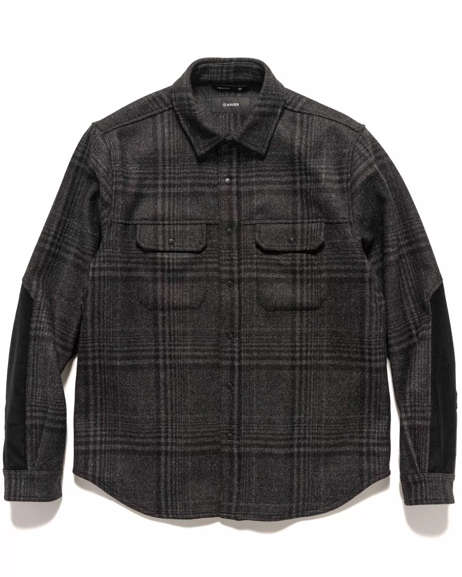 HAVEN Crescent Shirt-Loro Piana Zelander® Merino Wool Flannel Black Discount