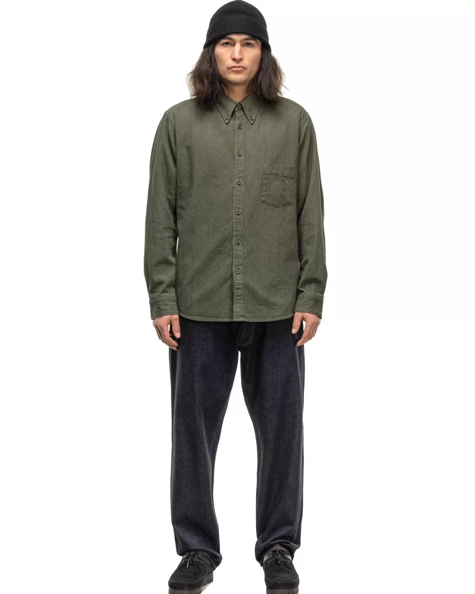 nonnative Dweller L/S B.D. Shirt C/L Oxford Olive Shop