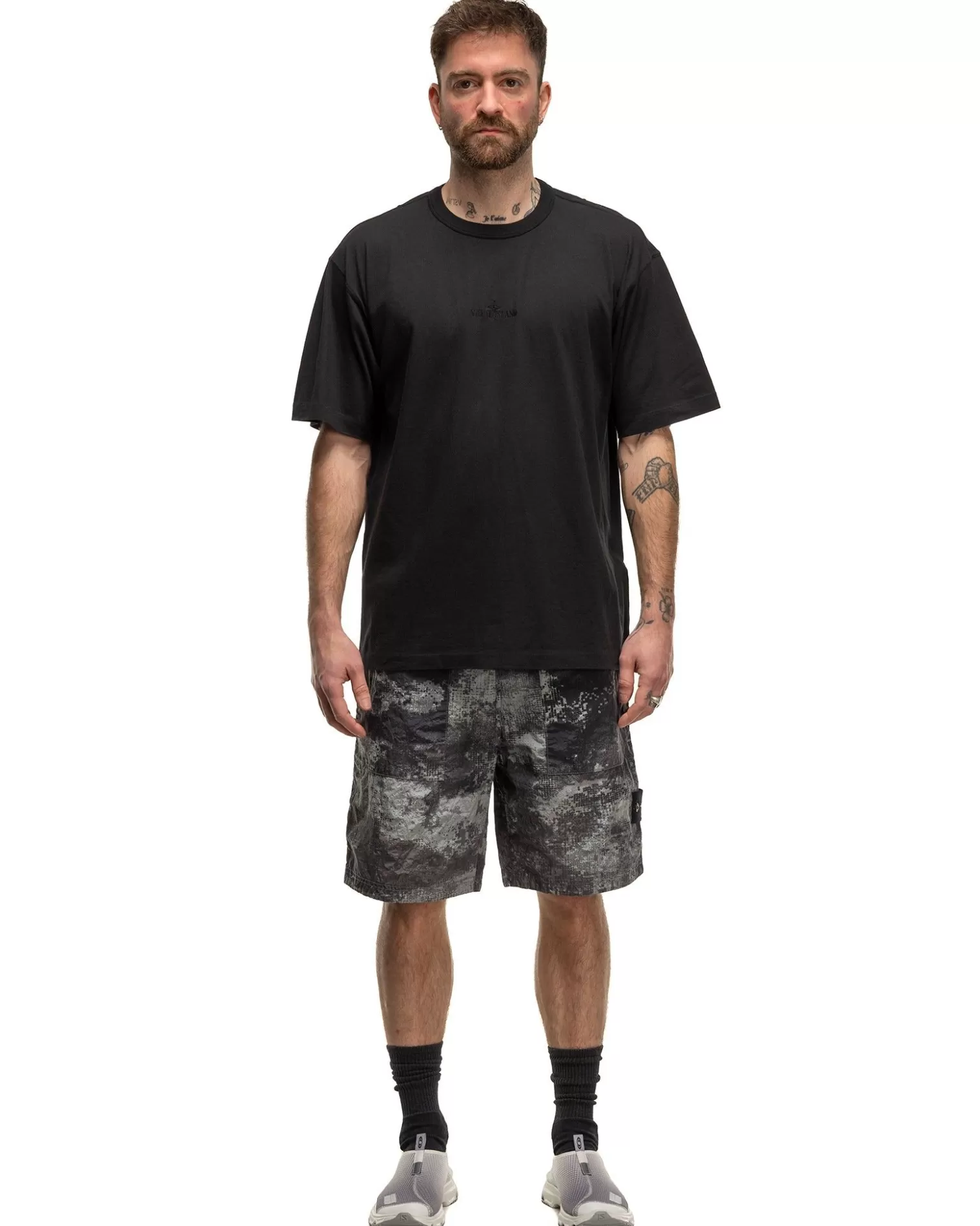 Stone Island Fissato' Treatment Short Sleeve T-Shirt Black Shop