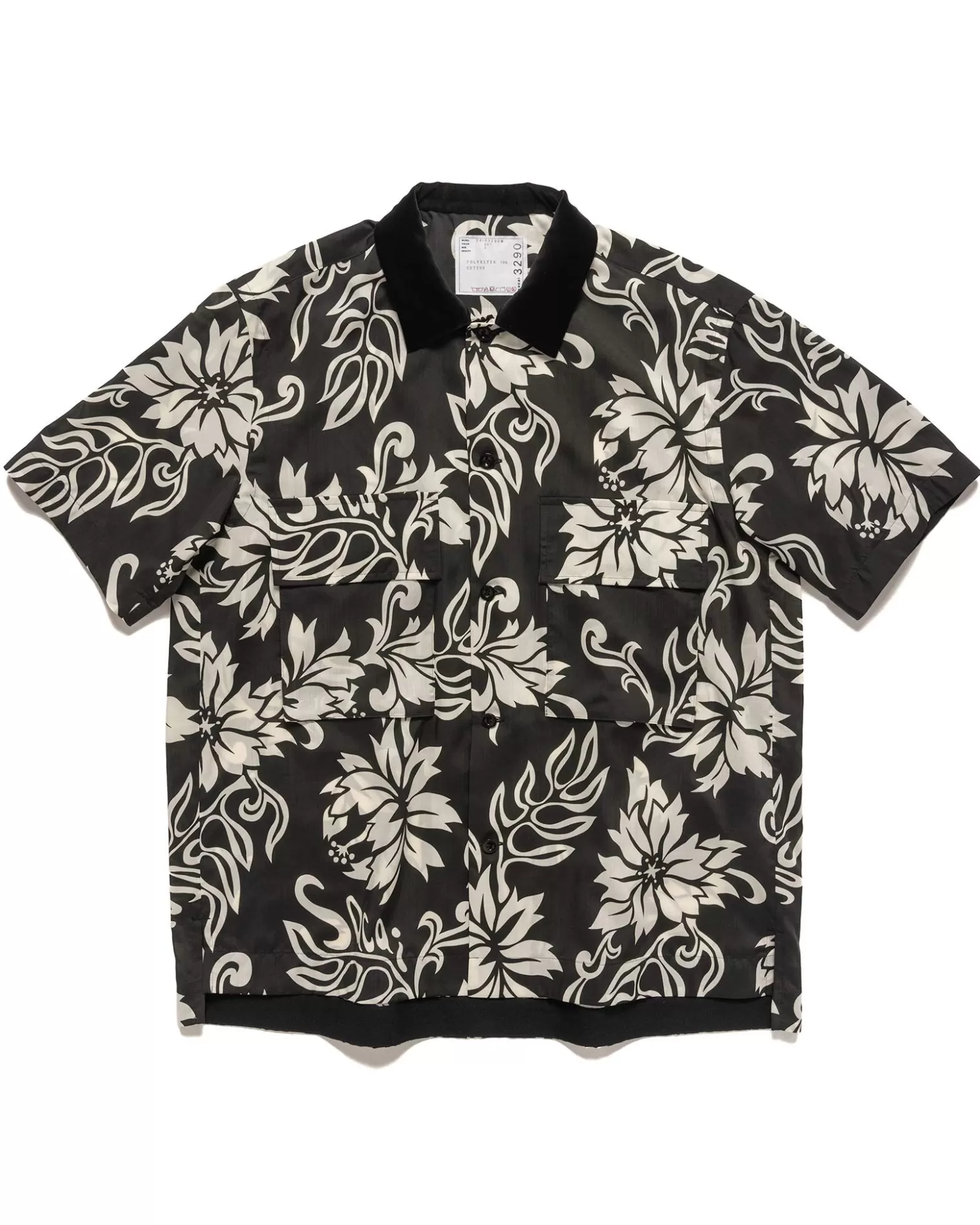 Sacai Floral Print Shirt Black Hot