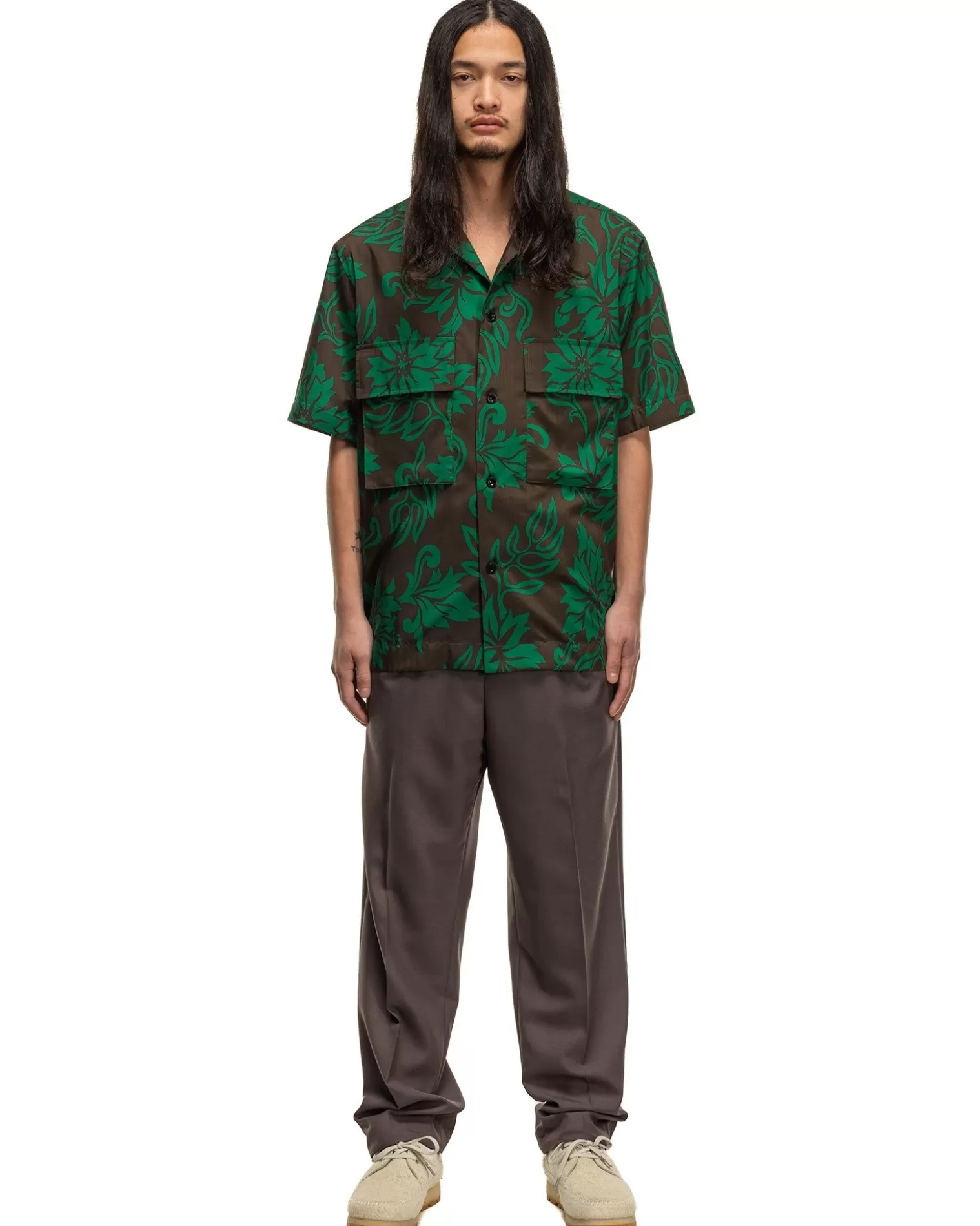 Sacai Floral Print Shirt Green Best Sale