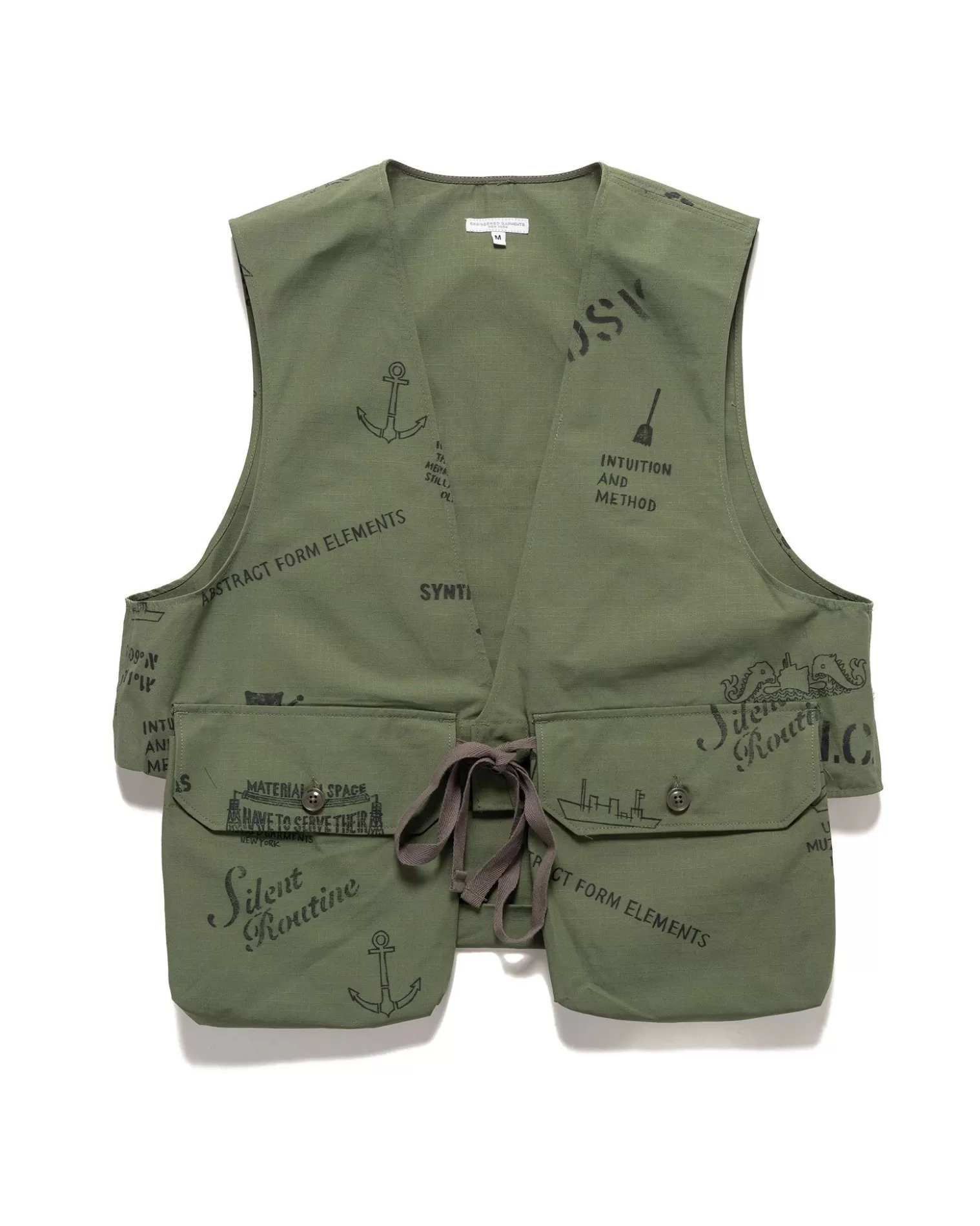 Engineered Garments Fowl Vest Graffiti Print Ripstop Olive Shop