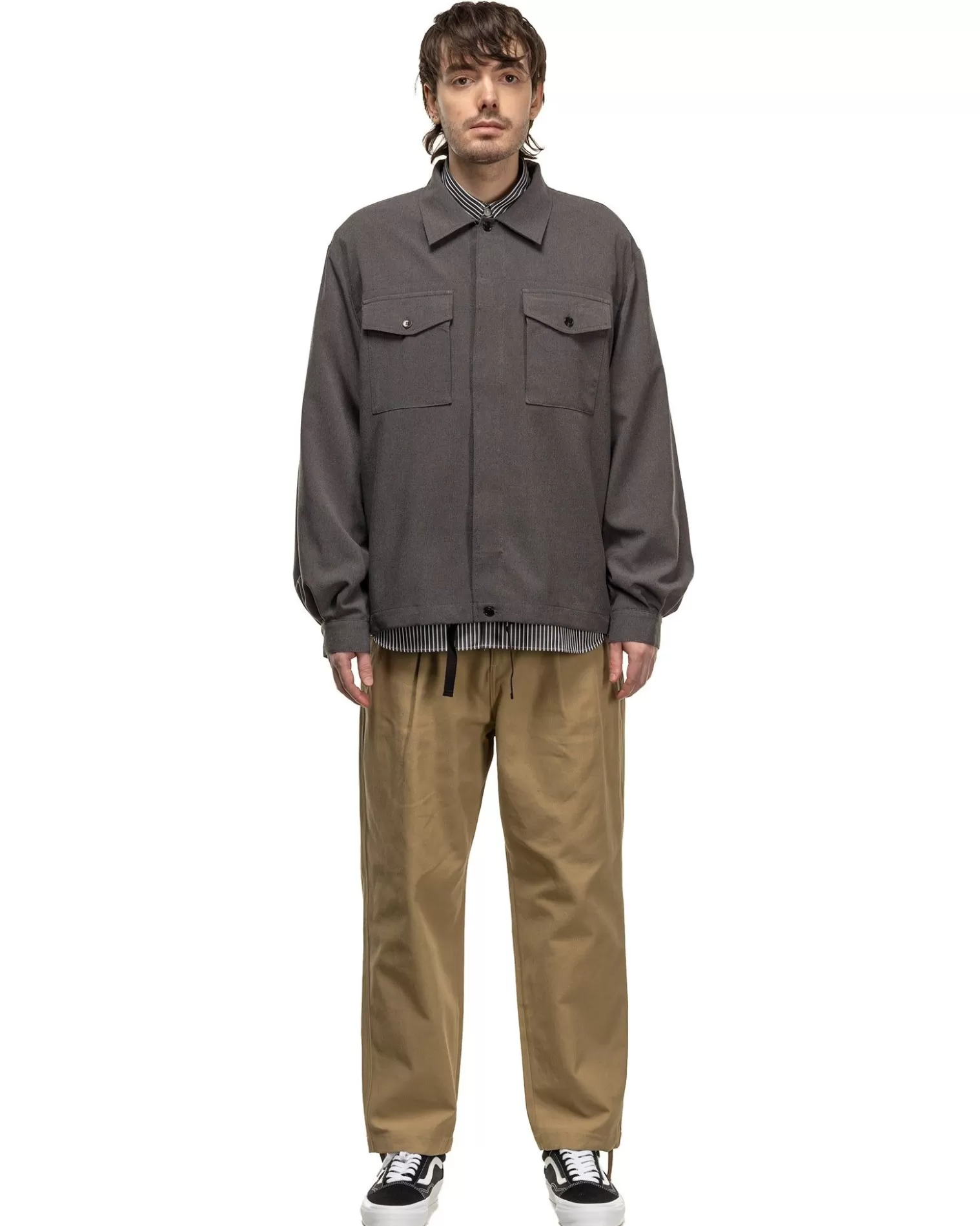 Sophnet. Hem Code Shirt Jacket Charcoal Grey Sale