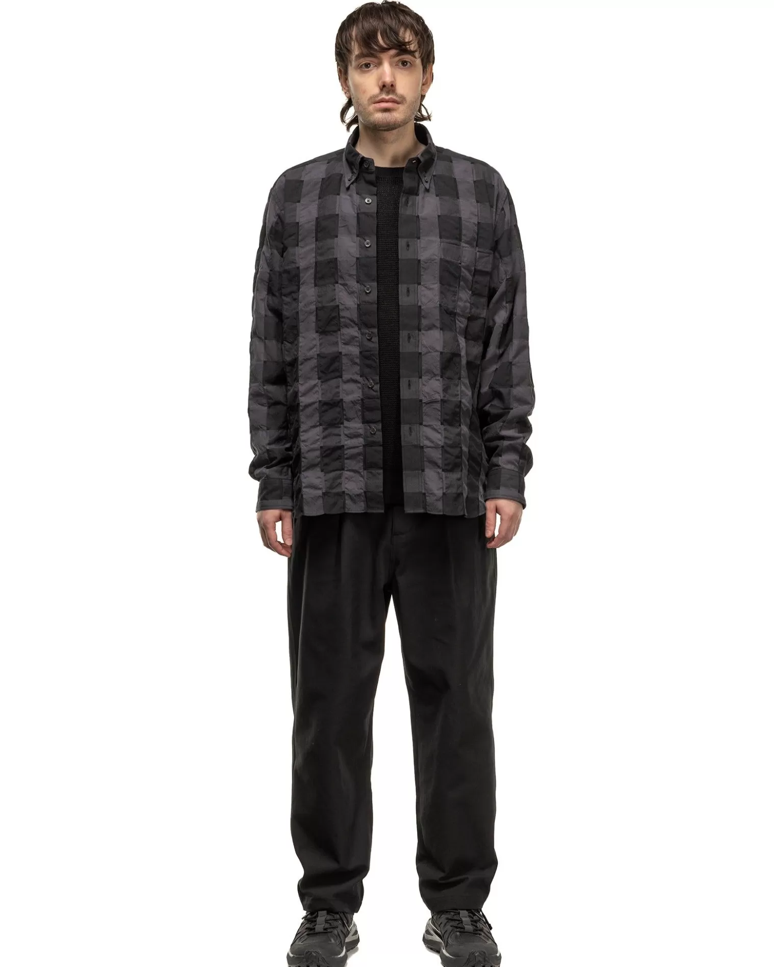 Sophnet. High Twisted Washer Cotton Serge Wide Tapered Pants Black Online