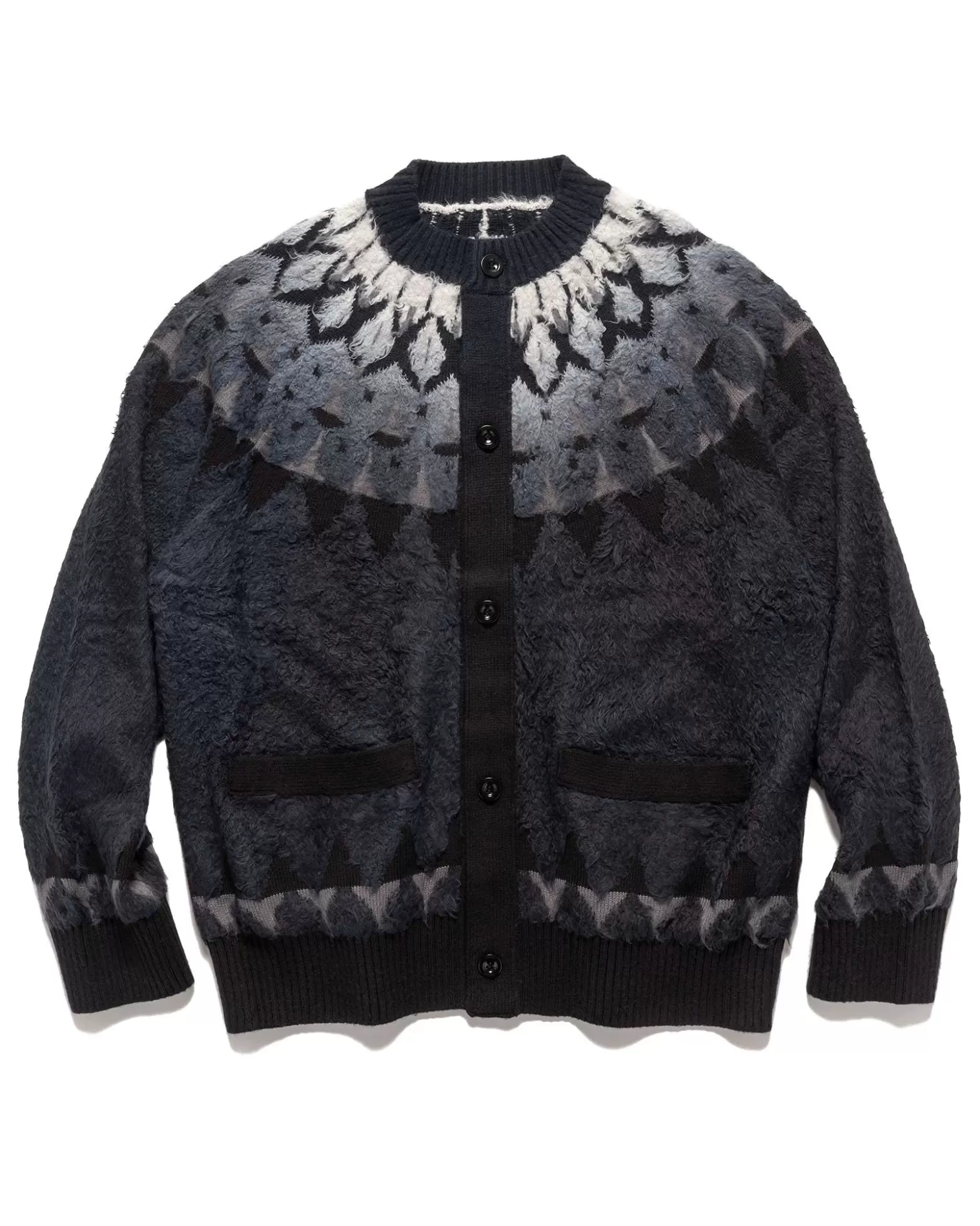 sacai Jacquard Knit Cardigan Black Flash Sale