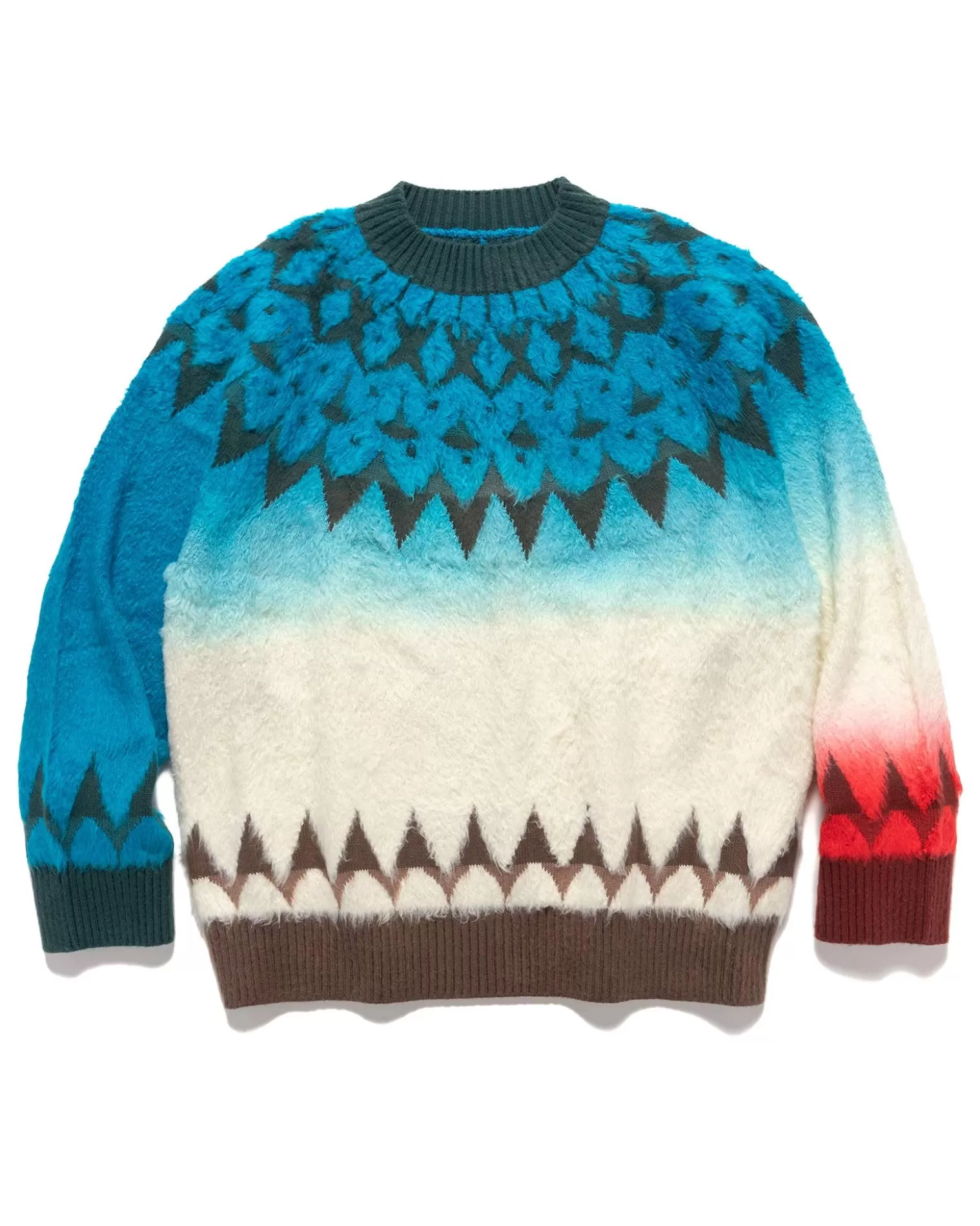 sacai Jacquard Knit Pullover Blue Cheap