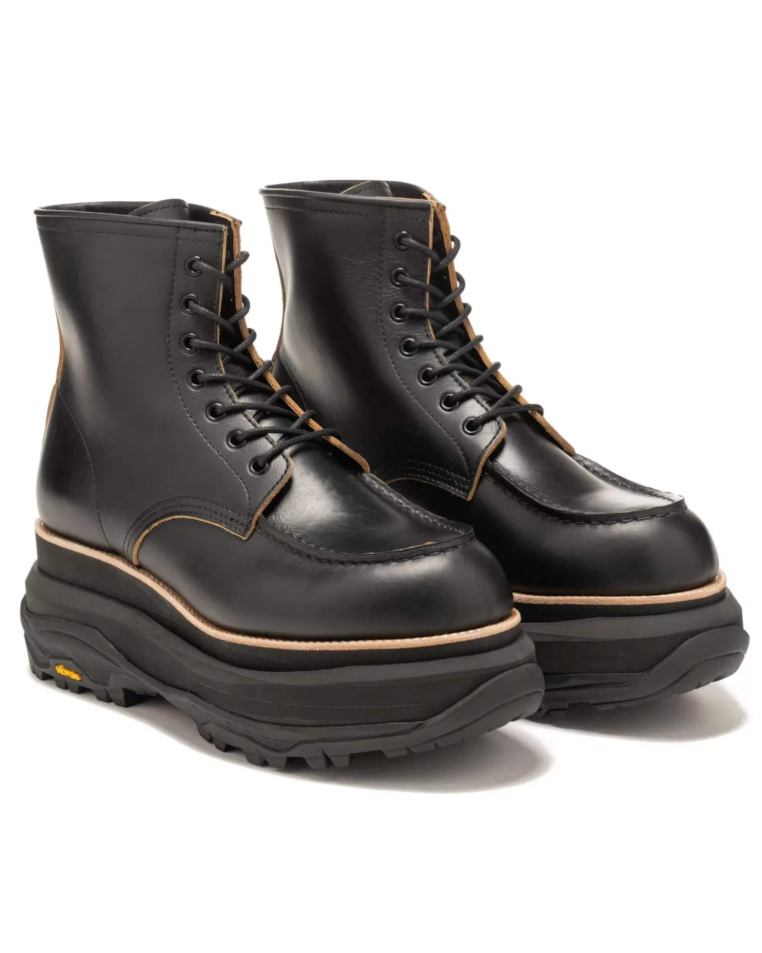 Sacai Leather Boots Black Cheap