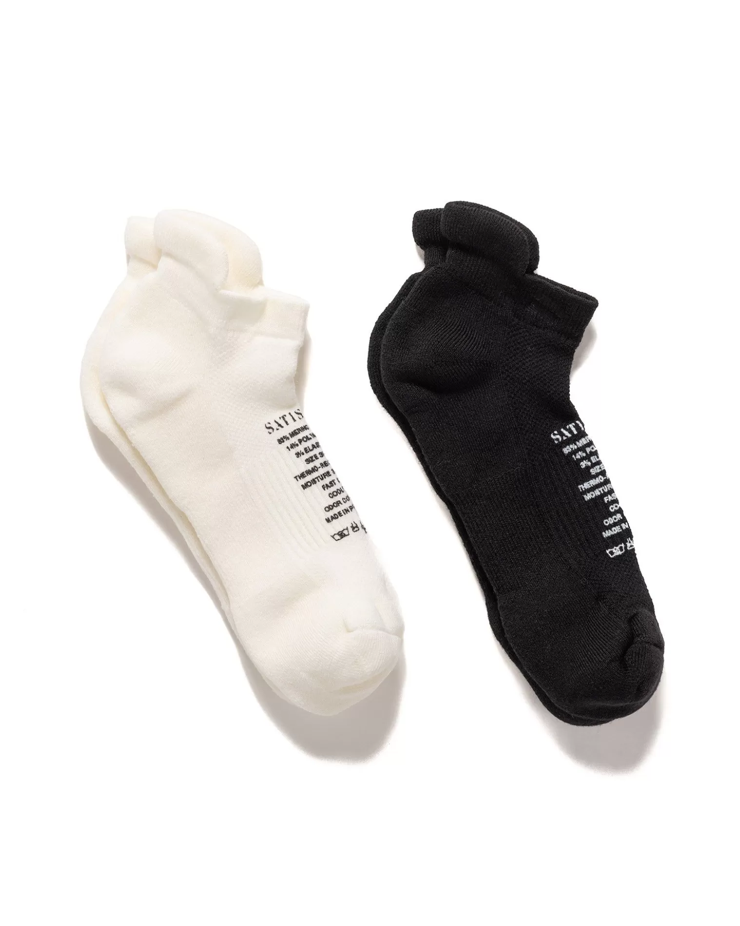 Satisfy Merino Low Socks White & Black Fashion