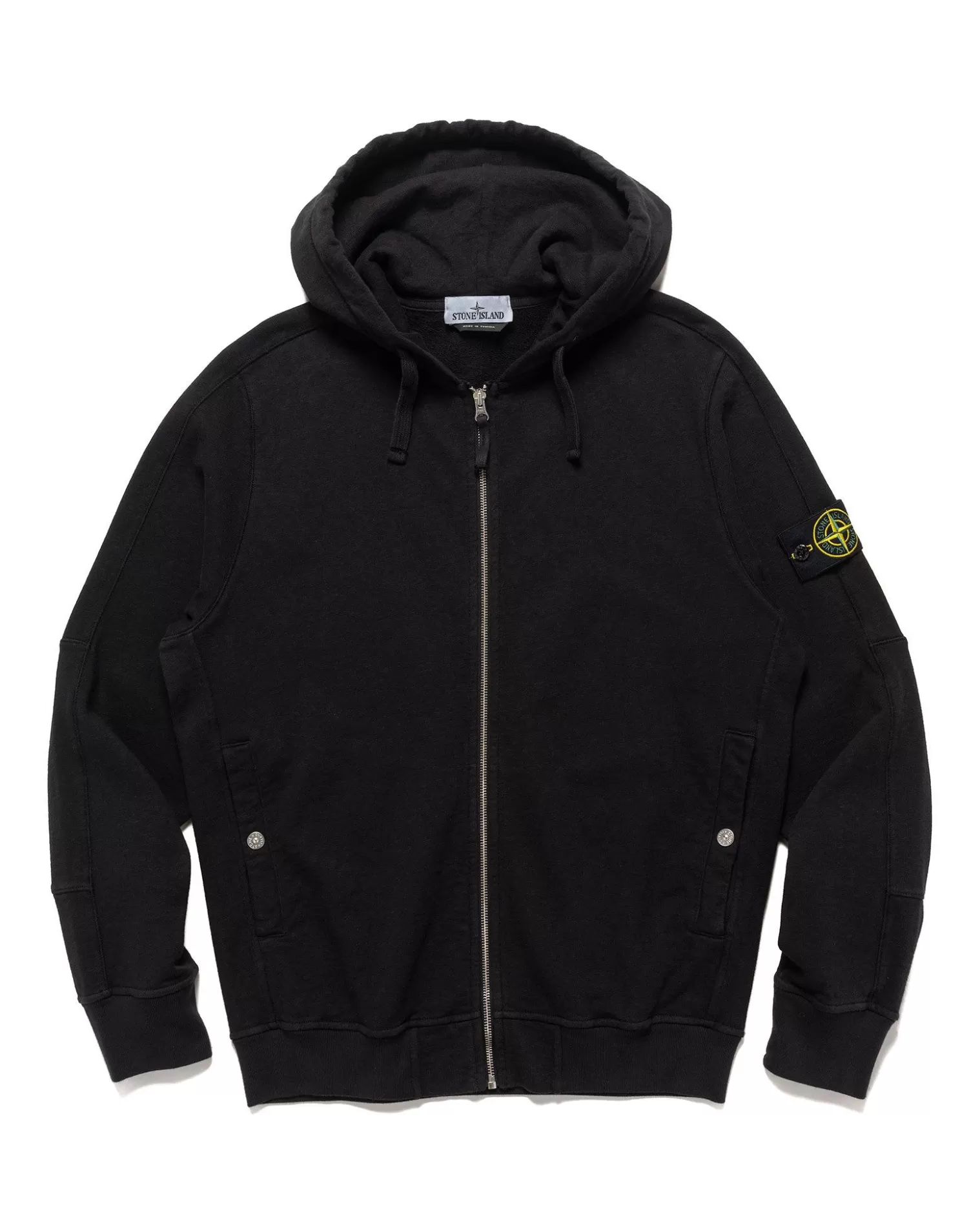 Stone Island Old' Treatment Hooded Full Zipper Sweatshirt Black Outlet