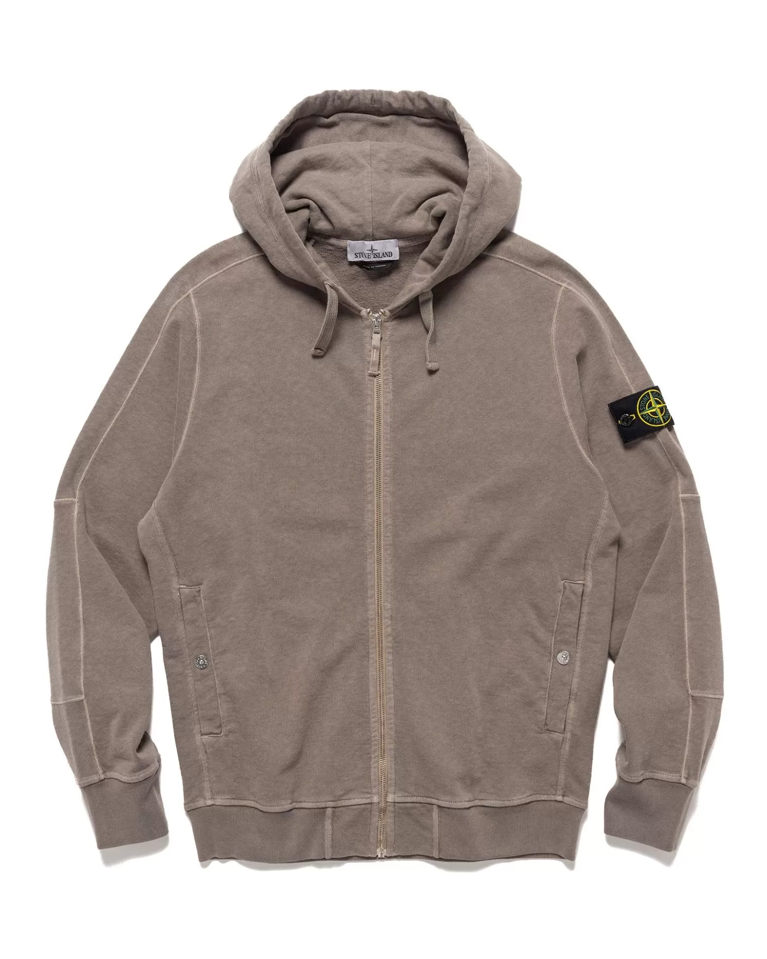 Stone Island Old' Treatment Hooded Full Zipper Sweatshirt Dove Grey Outlet