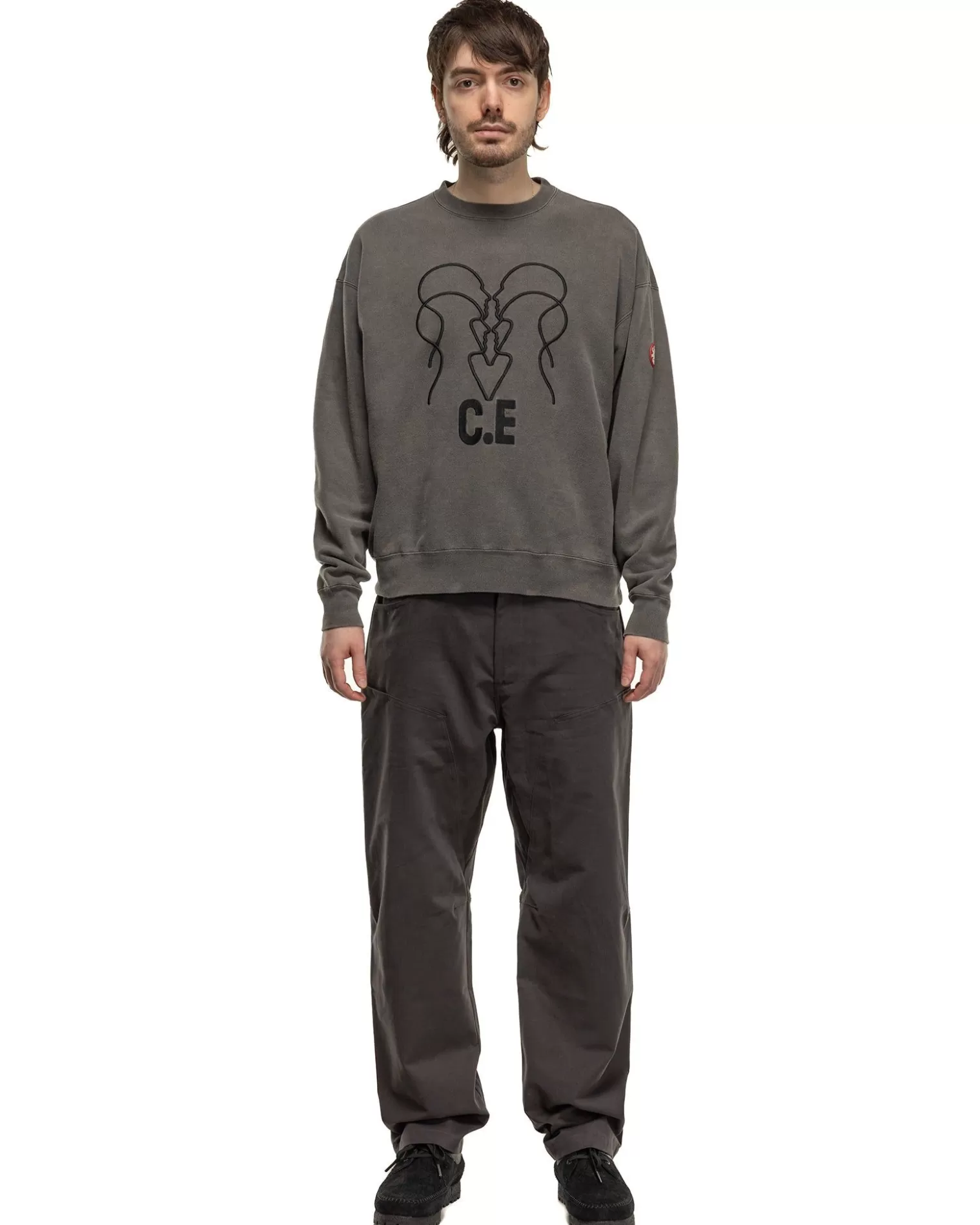 CAV EMPT Overdye Wb Headsx4 C.E Crew Neck Charcoal Hot