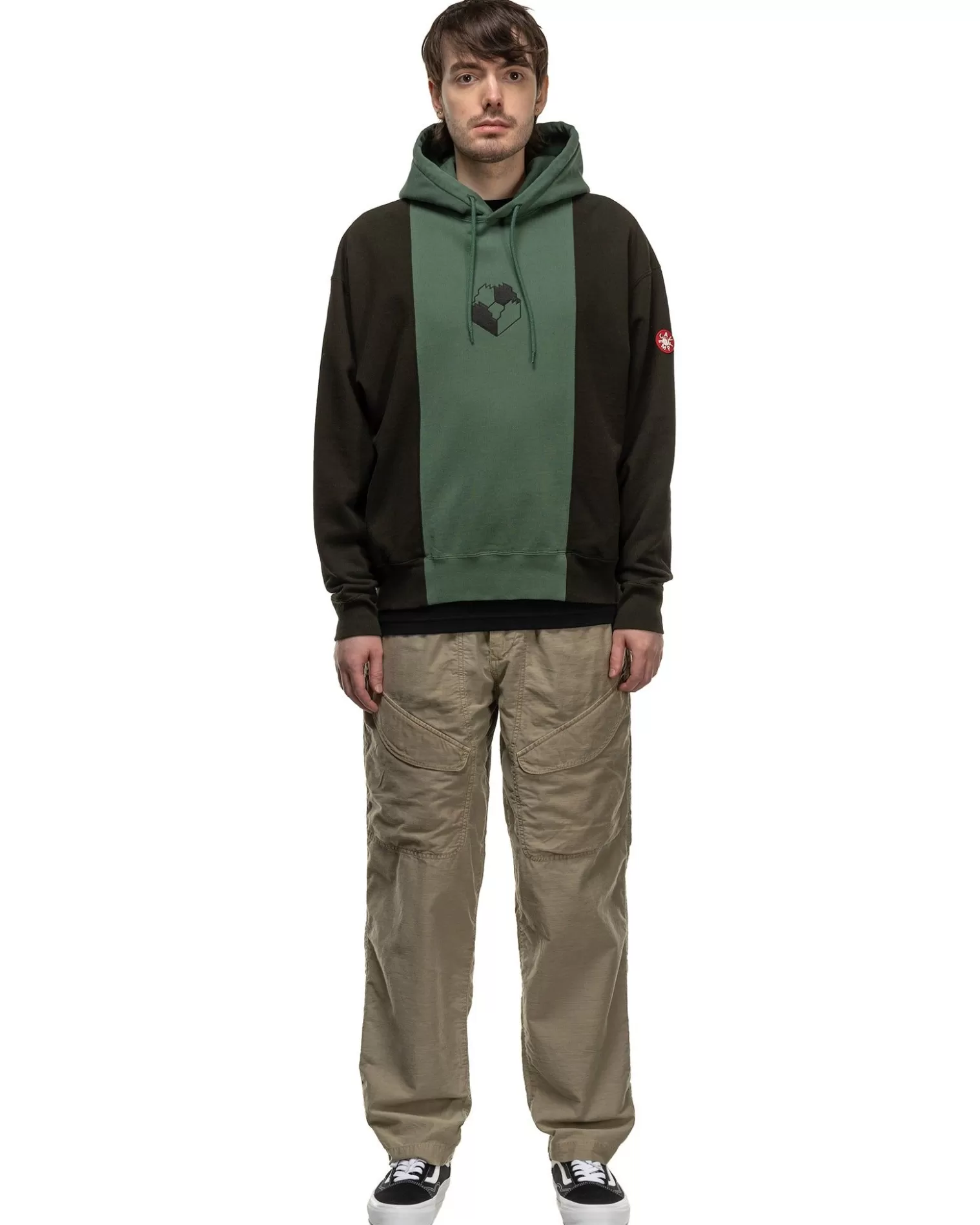 CAV EMPT Panelled Two Tone Hoody Green Hot