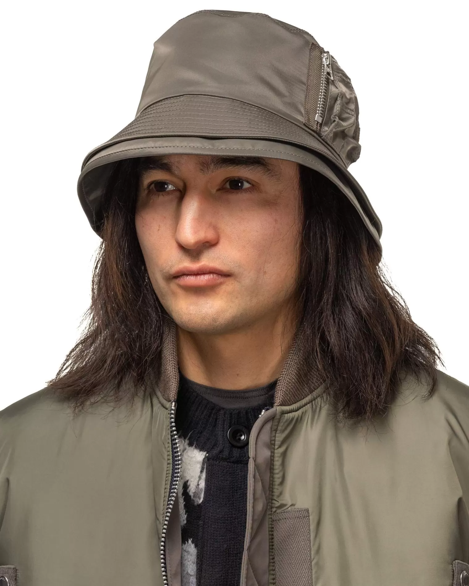 sacai Pocket Double Brim Hat/Nylon Twill Taupe Outlet