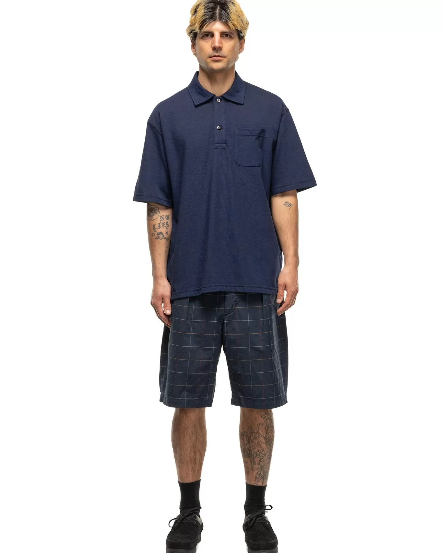 Engineered Garments Polo Shirt Cotton Pique Navy Cheap