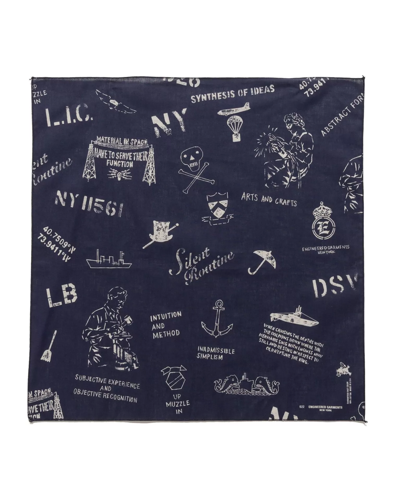 Engineered Garments Printed Bandana Ny Navy Cheap