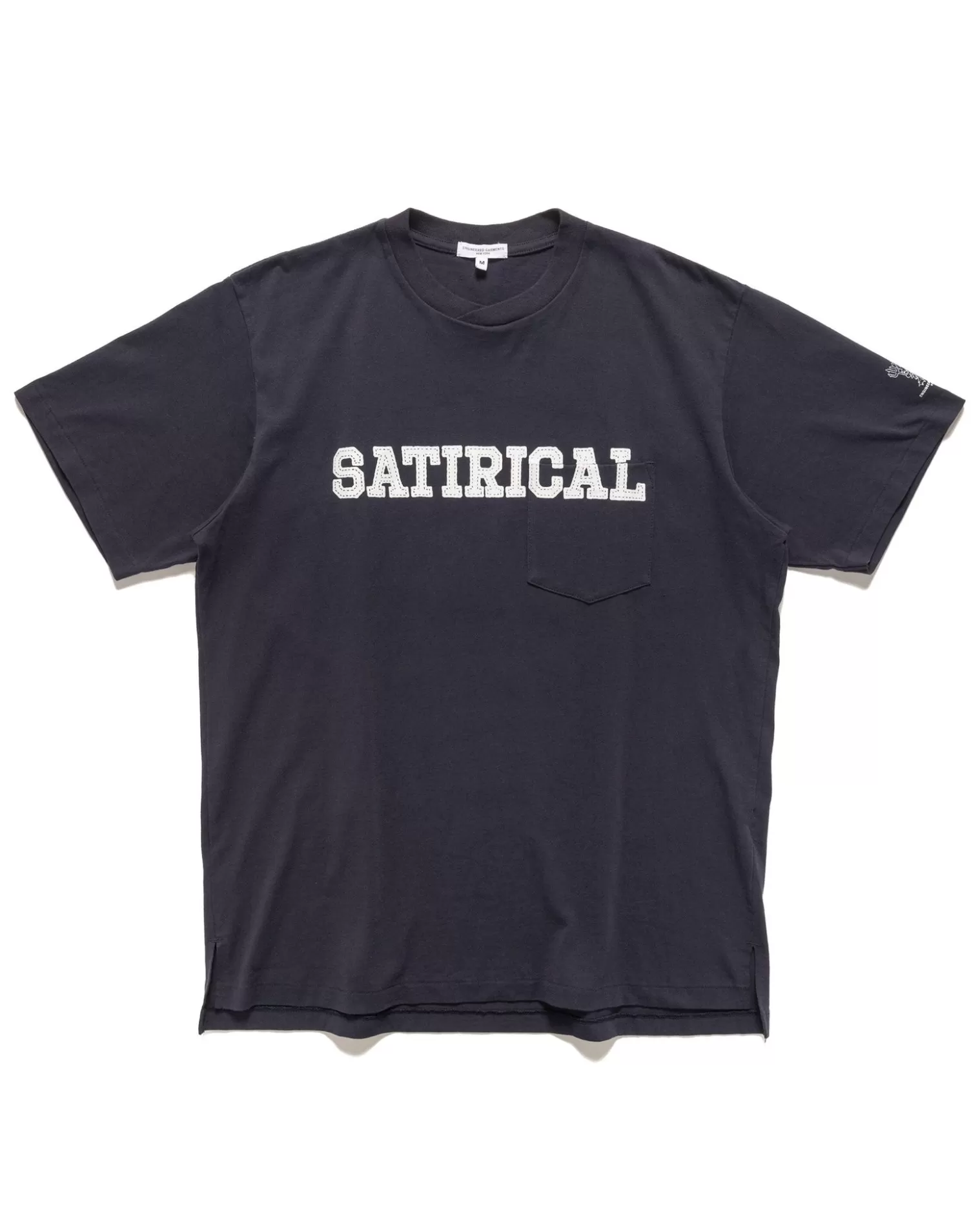 Engineered Garments Printed Cross Crew Neck Pocket T-Shirt Satirical Navy Cheap