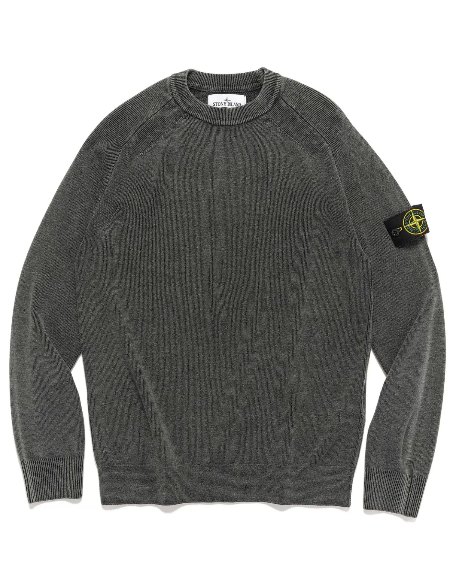 Stone Island Pure Wool 'Dust' Treatment Crewneck Sweater Black Discount