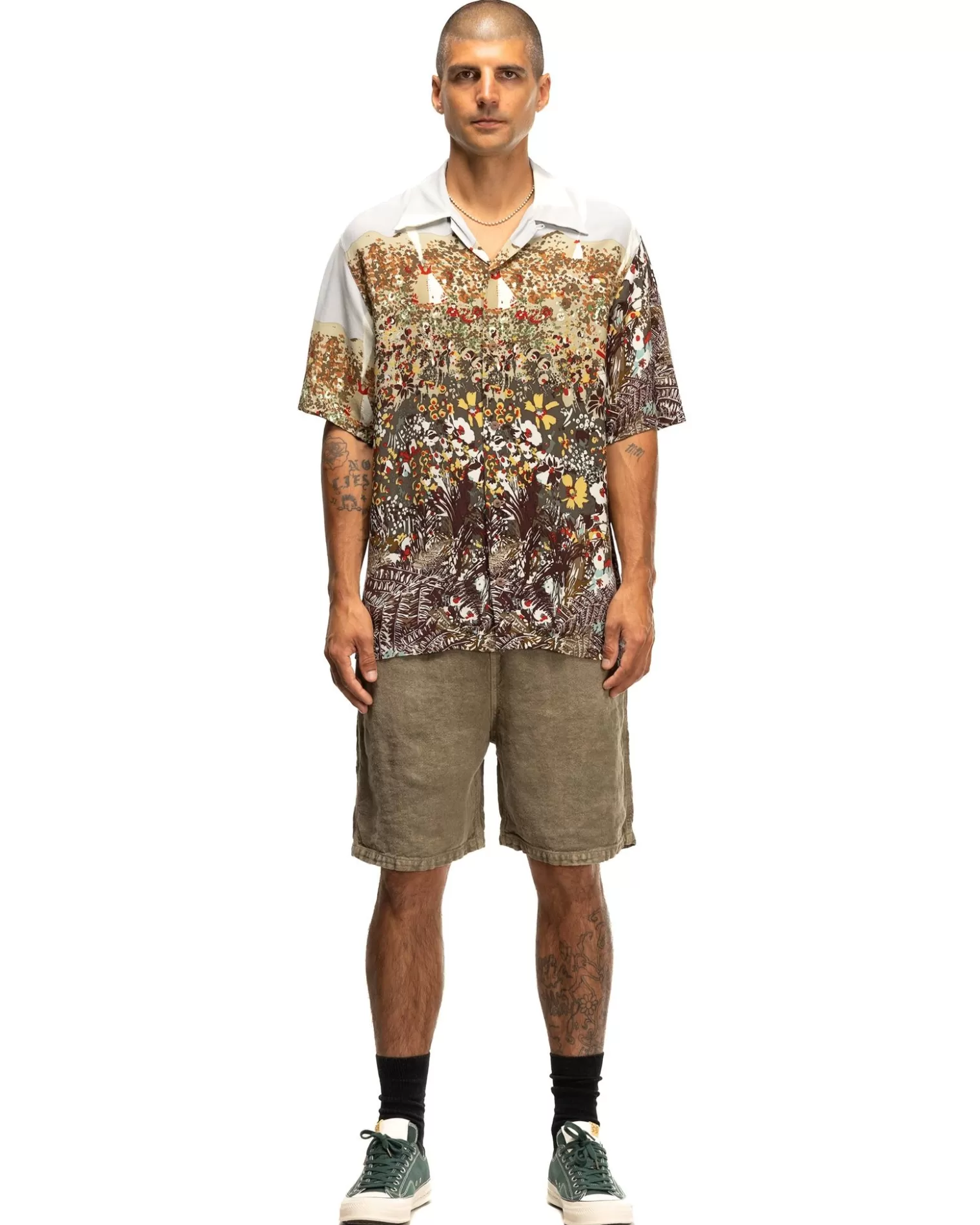 KAPITAL Rayon Nabajo Land Aloha Shirt Light Grey Flash Sale