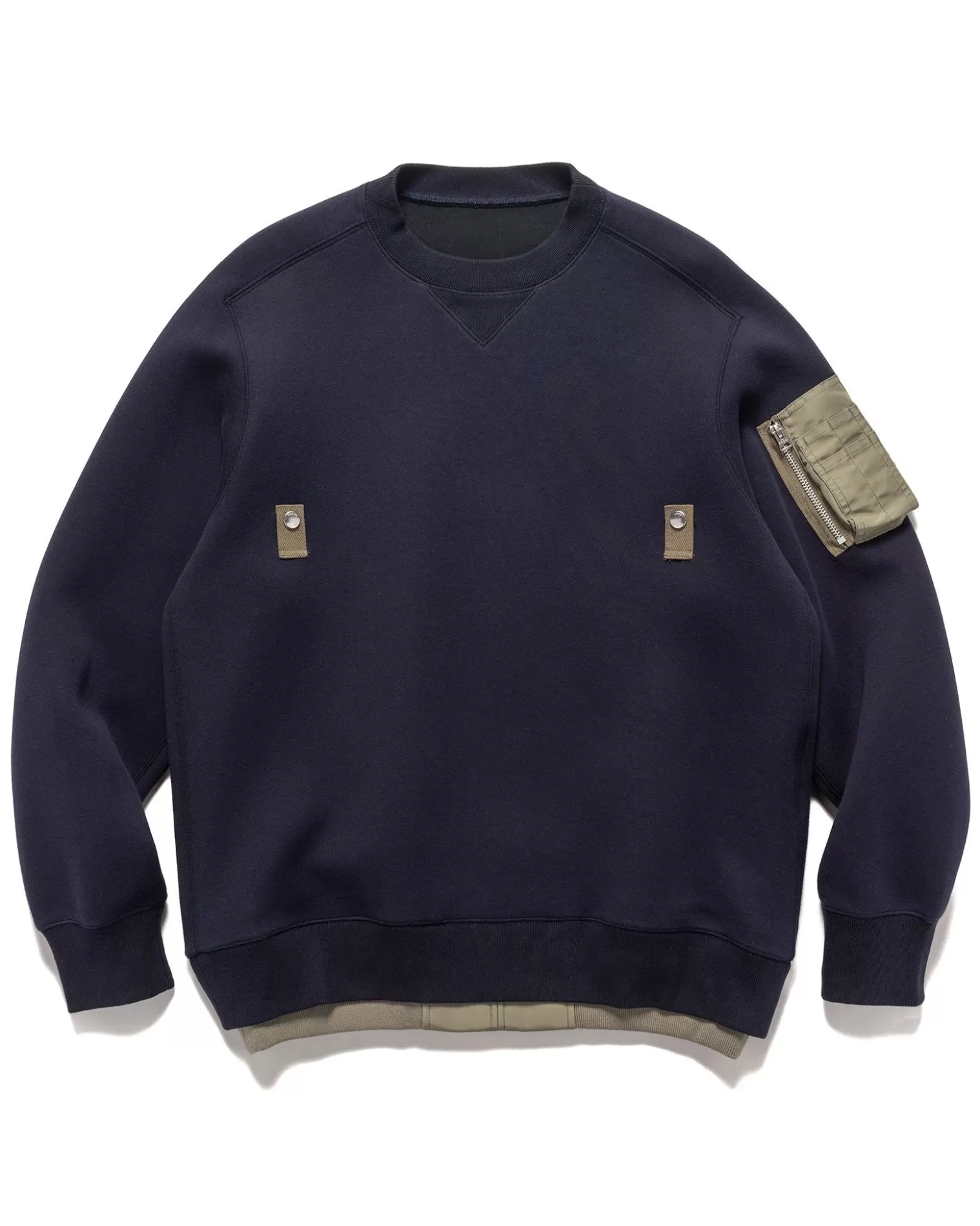 sacai Sponge Sweat X Nylon Twill Pullover Navy Hot