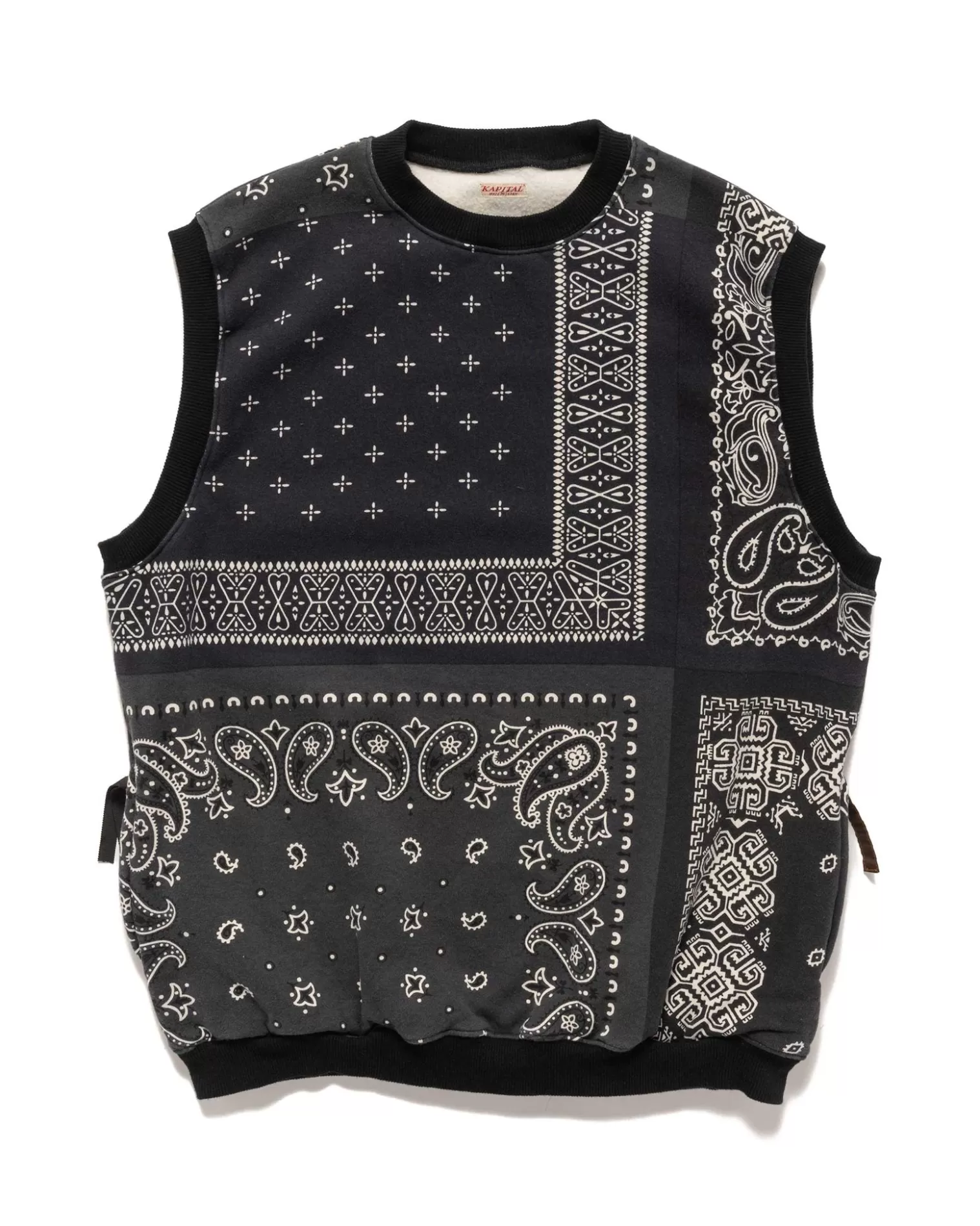 KAPITAL 30/-Swt Knit Bandanna Big Vest Black Fashion