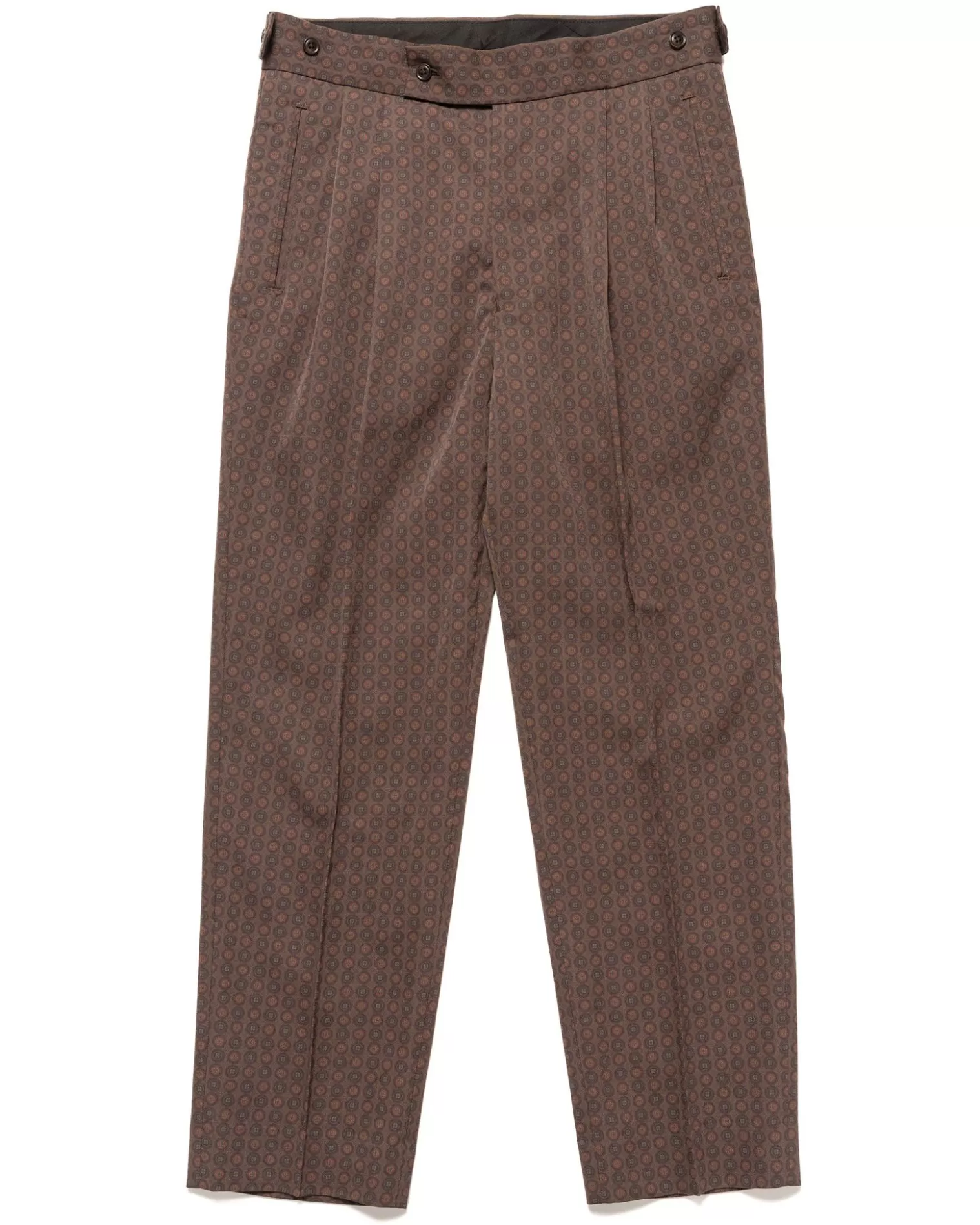 Needles Tucked Side Tab Trouser-Wool Gabardine/Printed Brown/Fine Pattern Cheap