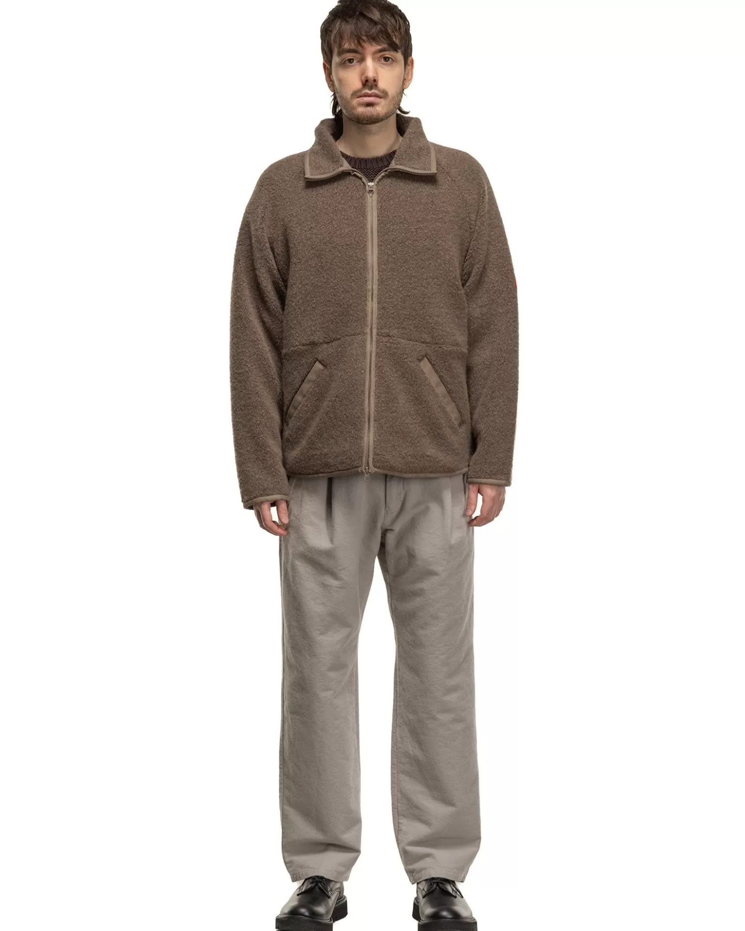 CAV EMPT Wool Boa Fleece Zip Up Khaki Shop