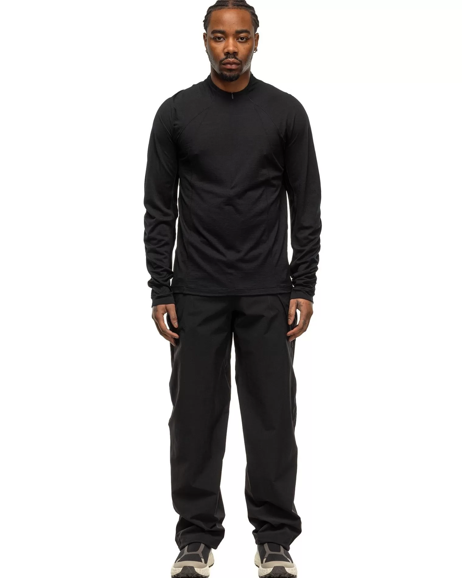 Goldwin 0 Wool Half Zip L/S T-Shirt Black Cheap