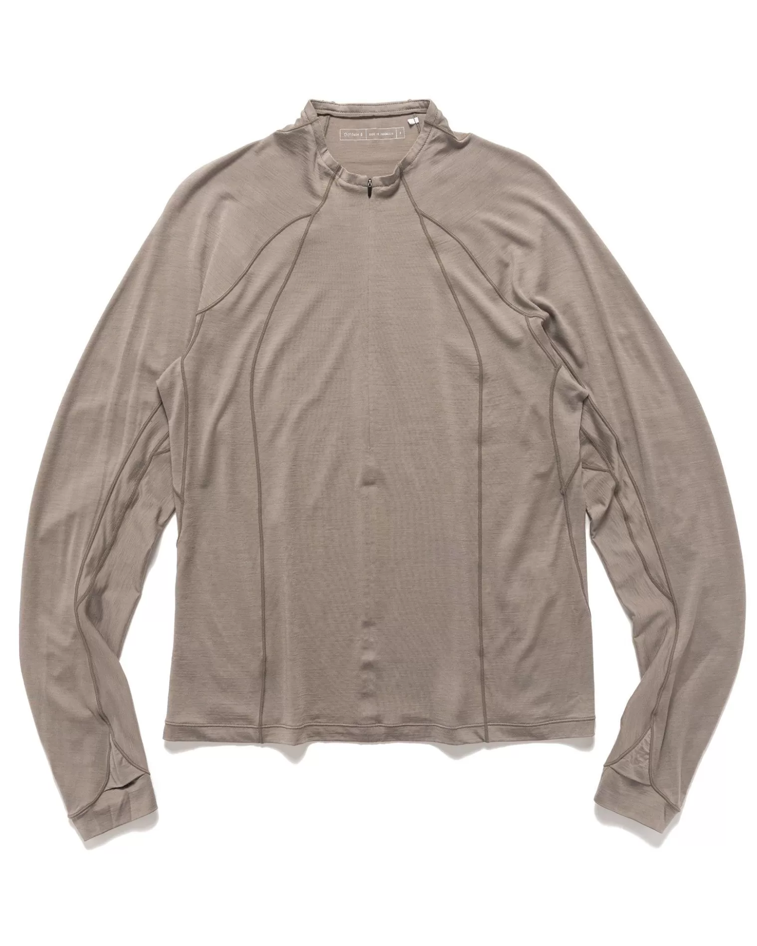 Goldwin 0 Wool Half Zip L/S T-Shirt Grey Beige Hot